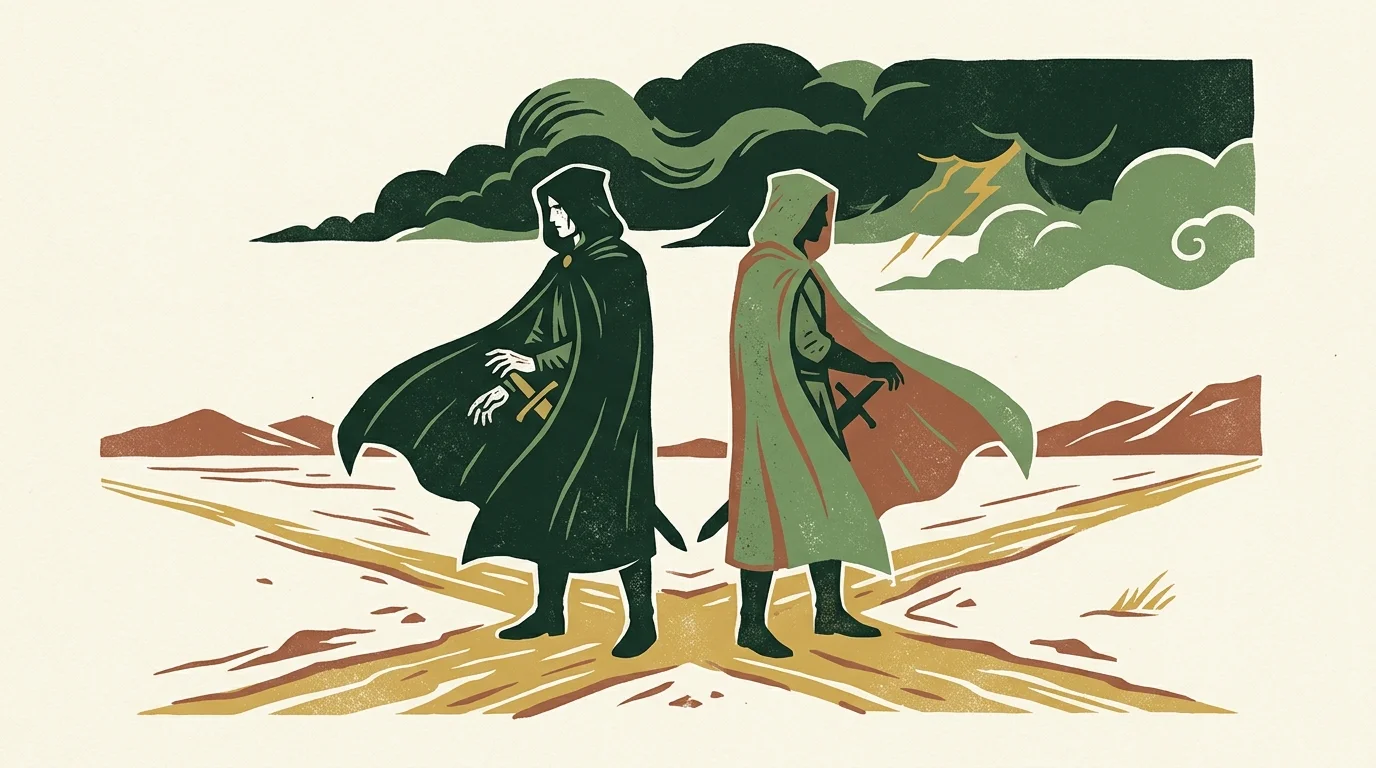 The physics of tension: opposing figures standing at a tactical crossroads